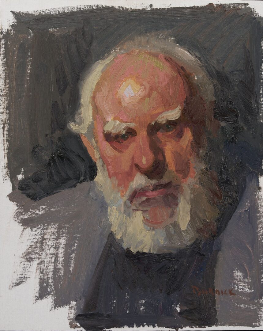 Lot 912: Scott Burdick Oil Portrait of a White Haired Gentleman