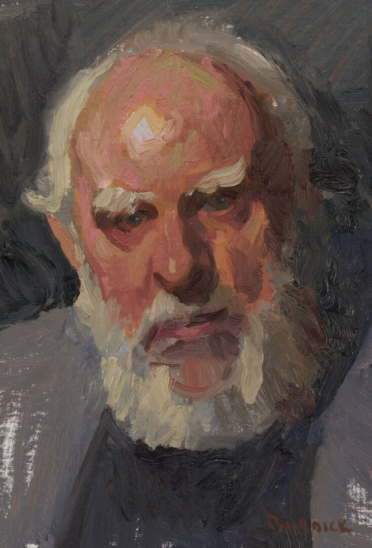 Lot 912: Scott Burdick Oil Portrait of a White Haired Gentleman