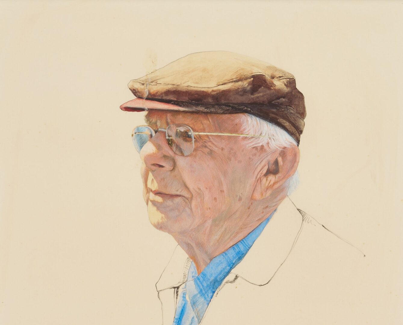 Lot 914: Neil Drevitson Watercolor Portrait of a Man