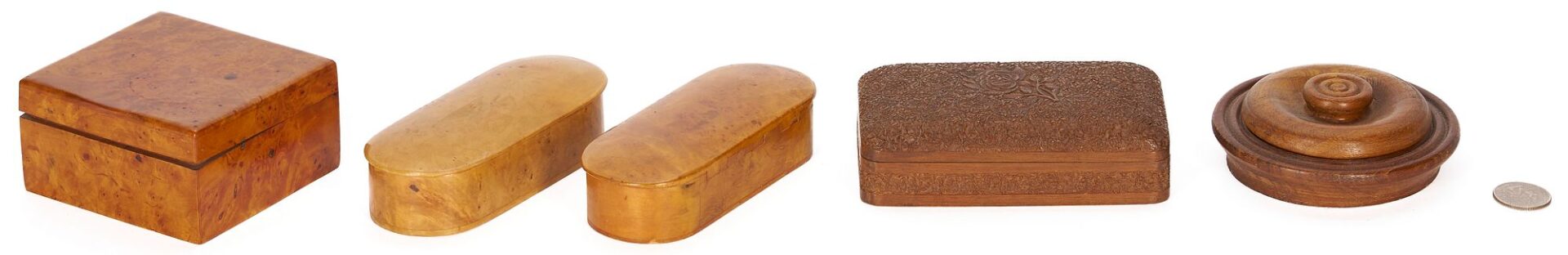 Lot 92: 7 Wooden Boxes, incl. Inlaid & Figured