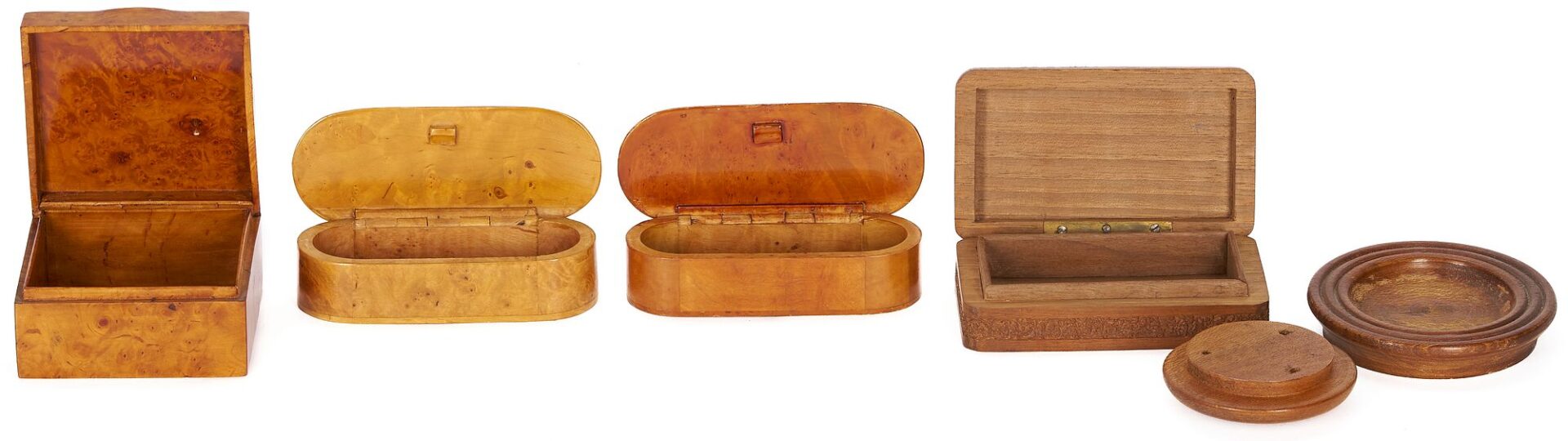 Lot 92: 7 Wooden Boxes, incl. Inlaid & Figured