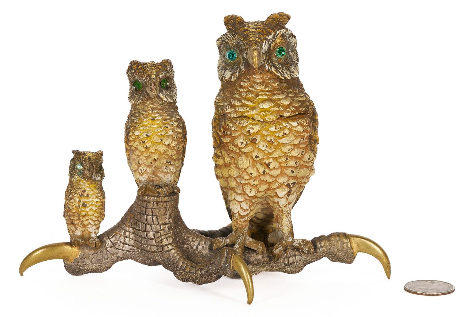 Lot 93: European Bronze Figural Owl Inkwell