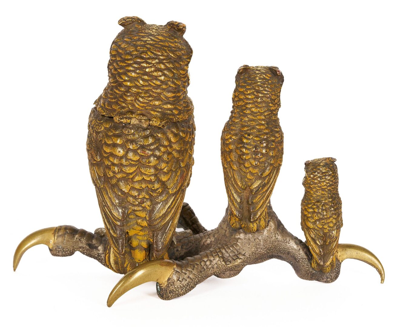 Lot 93: European Bronze Figural Owl Inkwell