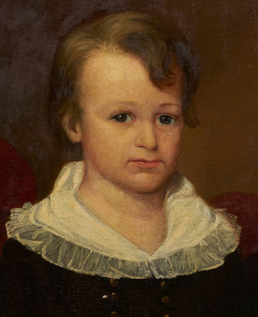Lot 941: American School 19th C. Oil on Canvas Portrait of a Young Boy