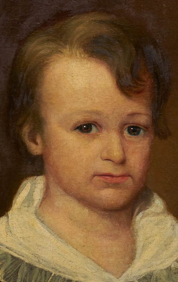 Lot 941: American School 19th C. Oil on Canvas Portrait of a Young Boy