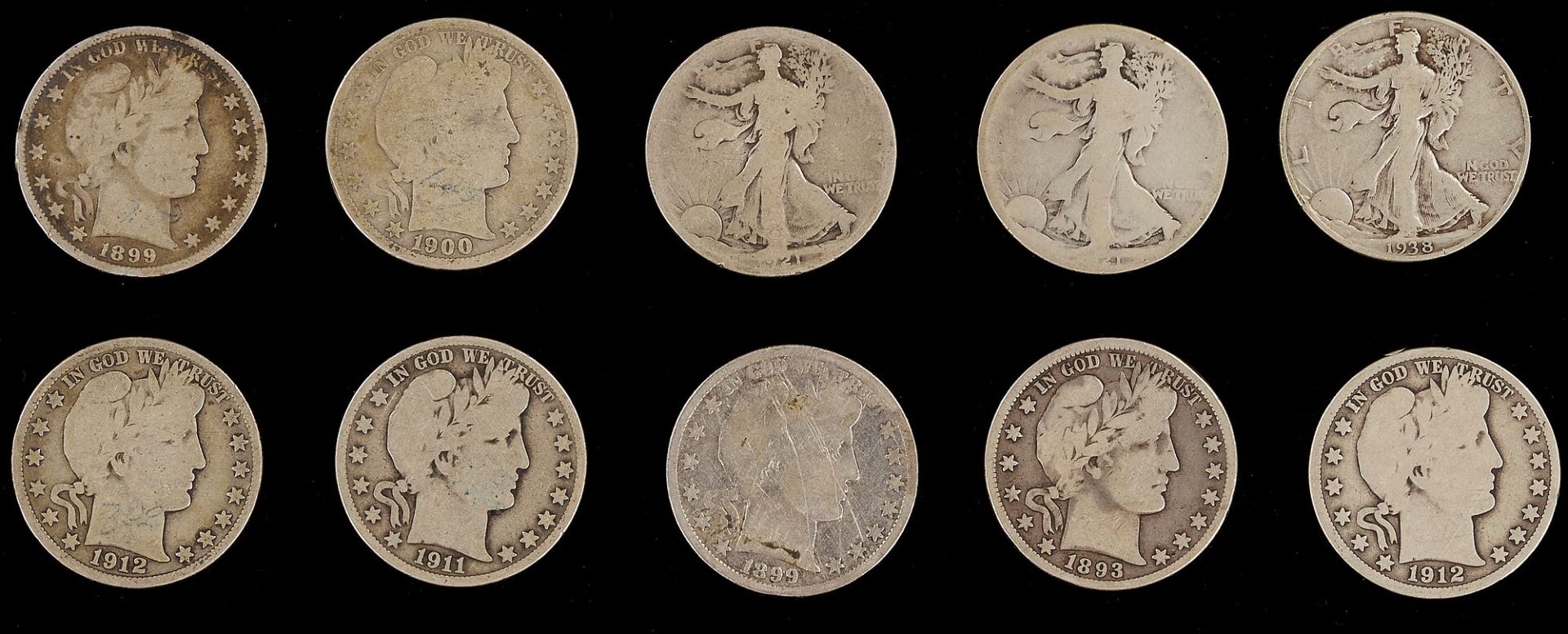 Lot 949: 20 Half Dollars incl. 13 Barber & 7 Walking Liberty