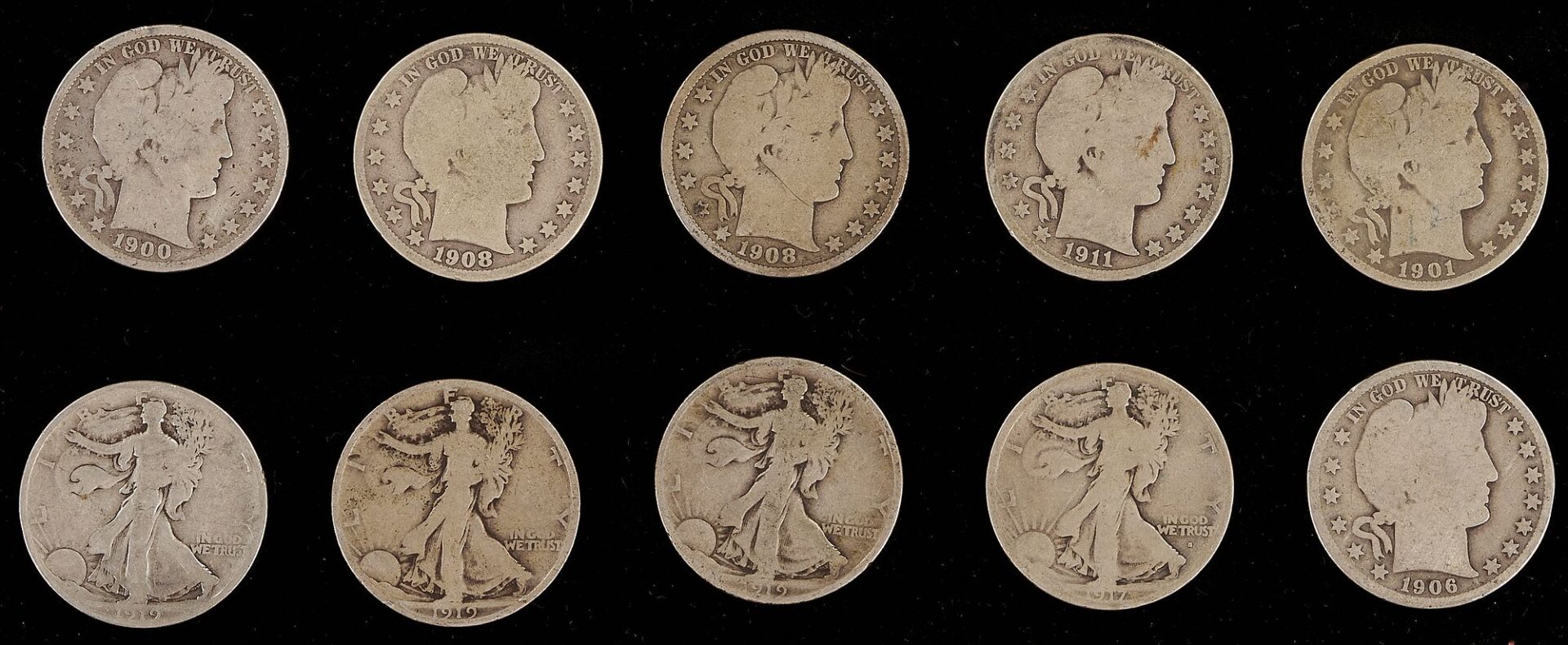 Lot 949: 20 Half Dollars incl. 13 Barber & 7 Walking Liberty