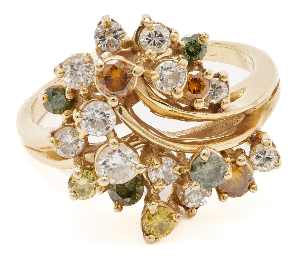 Lot 955: Ladies 14K Gold & Diamond Waterfall Ring