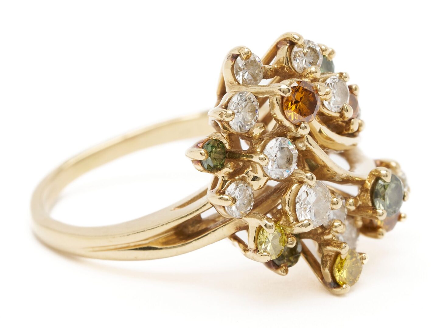 Lot 955: Ladies 14K Gold & Diamond Waterfall Ring