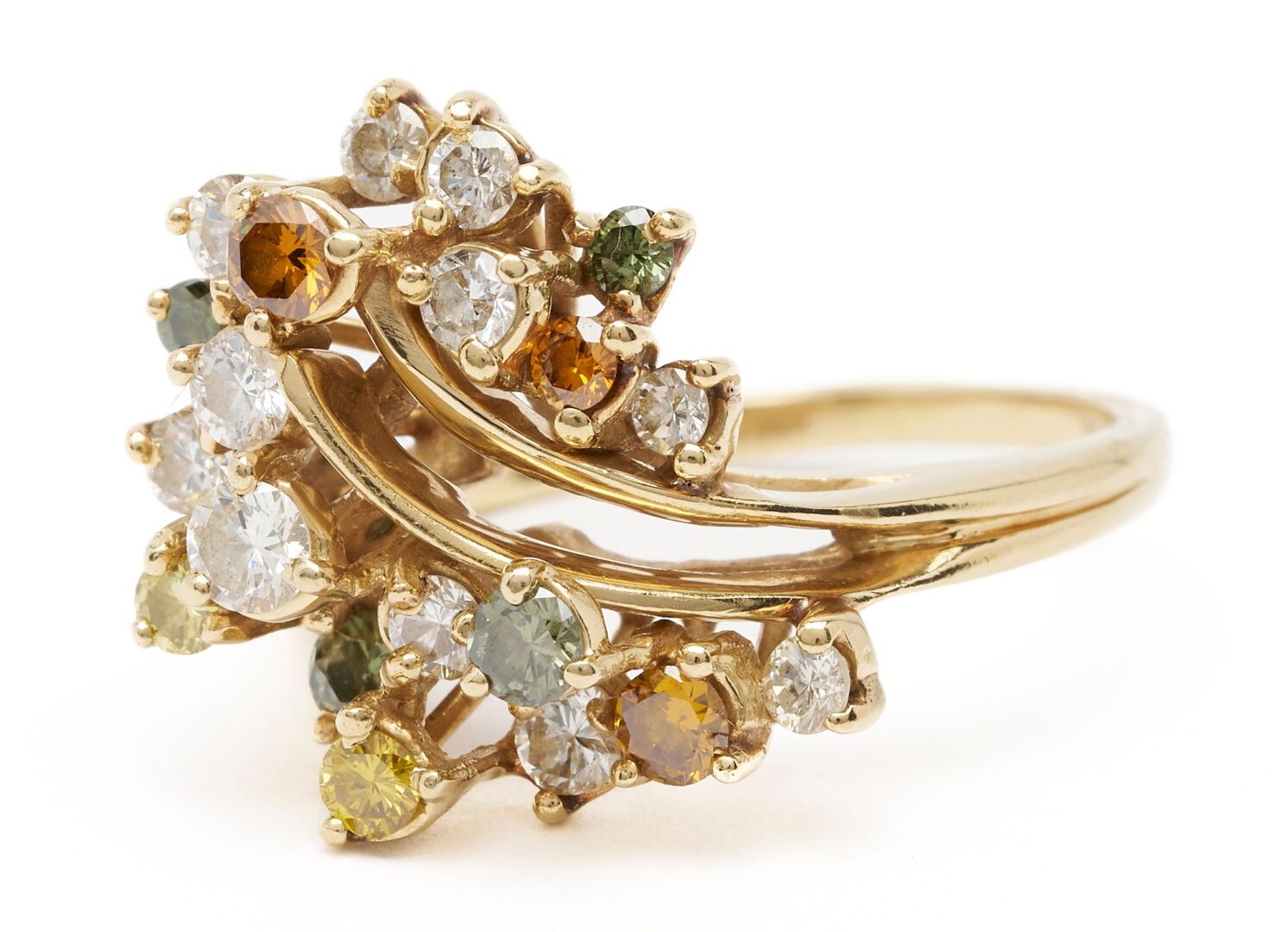 Lot 955: Ladies 14K Gold & Diamond Waterfall Ring