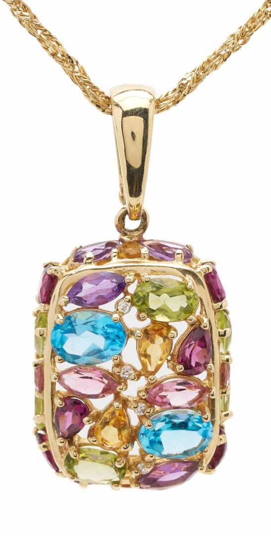 Lot 960: 14K Gold & Gemstone Necklace