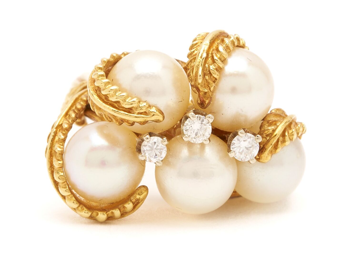 Lot 961: 18K Gold, Pearl & Diamond Ring