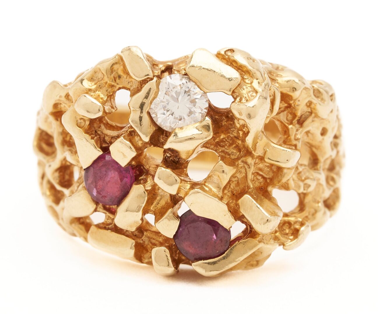 Lot 962: 14K Gold, Diamond & Ruby Ring