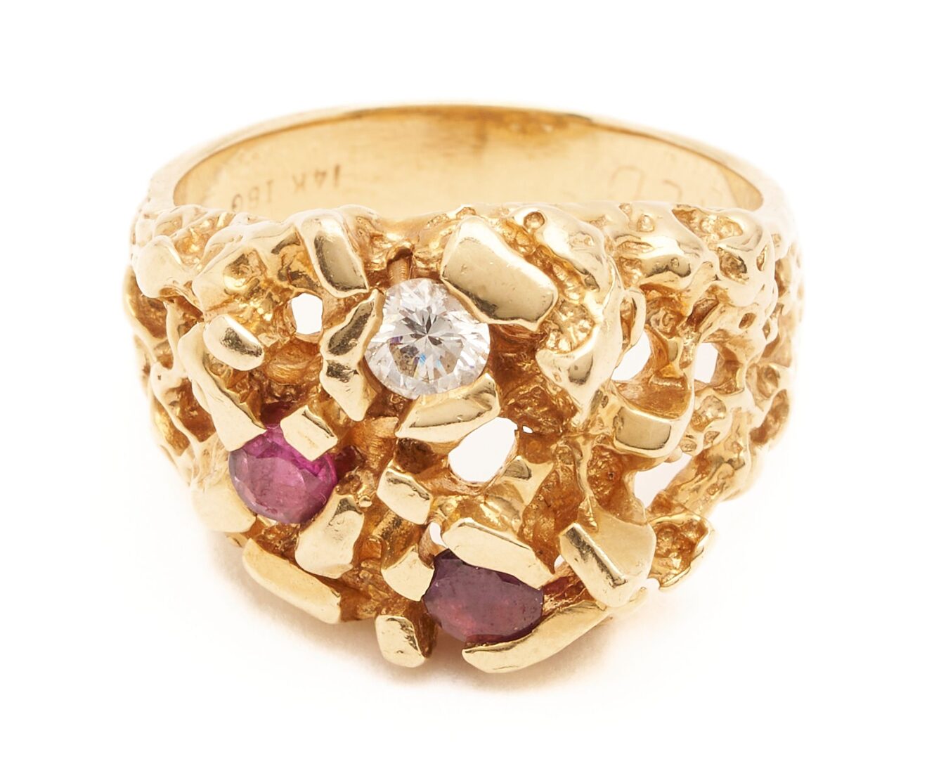 Lot 962: 14K Gold, Diamond & Ruby Ring