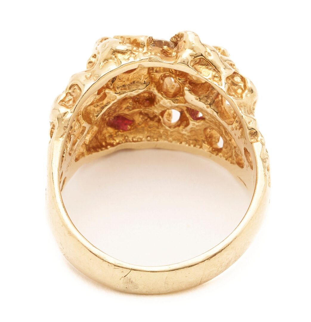 Lot 962: 14K Gold, Diamond & Ruby Ring