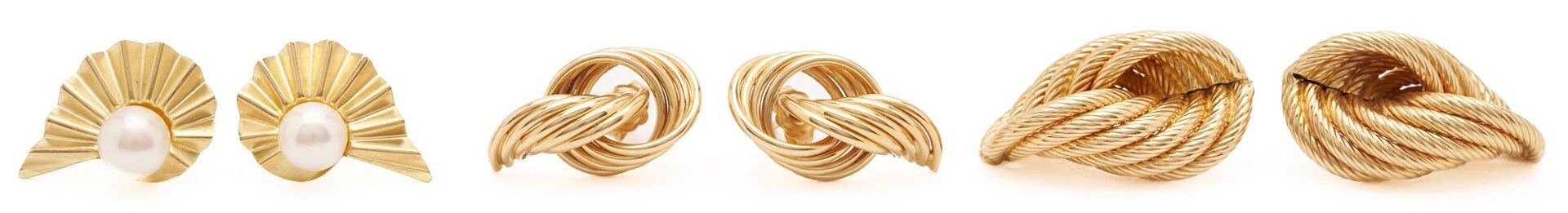 Lot 966: Three (3) 14K Gold Spiral Earrings