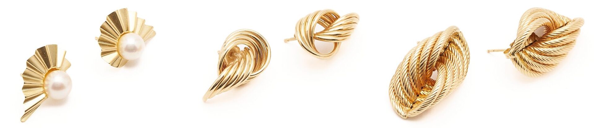 Lot 966: Three (3) 14K Gold Spiral Earrings