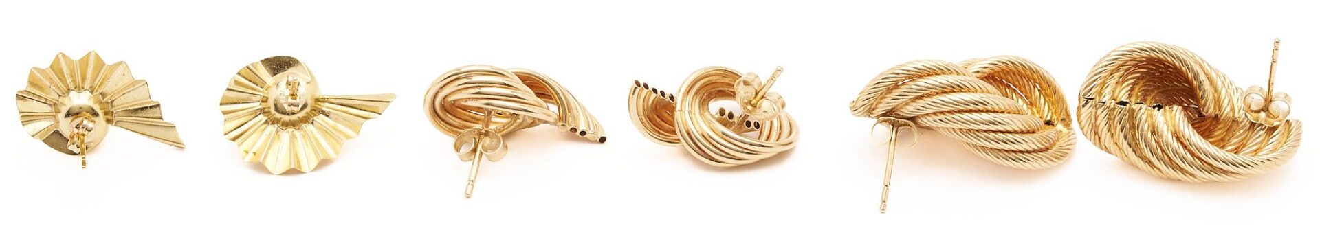 Lot 966: Three (3) 14K Gold Spiral Earrings