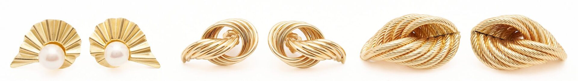 Lot 966: Three (3) 14K Gold Spiral Earrings