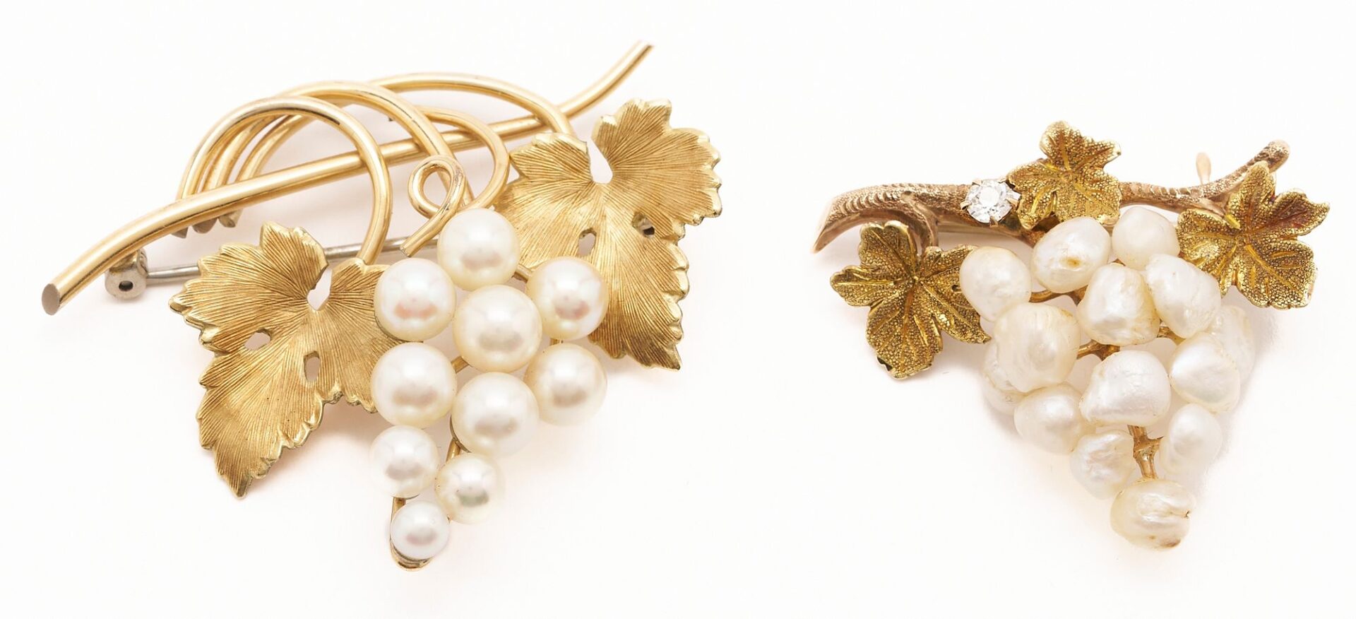 Lot 968: Three (3) Gold & Pearl Brooches