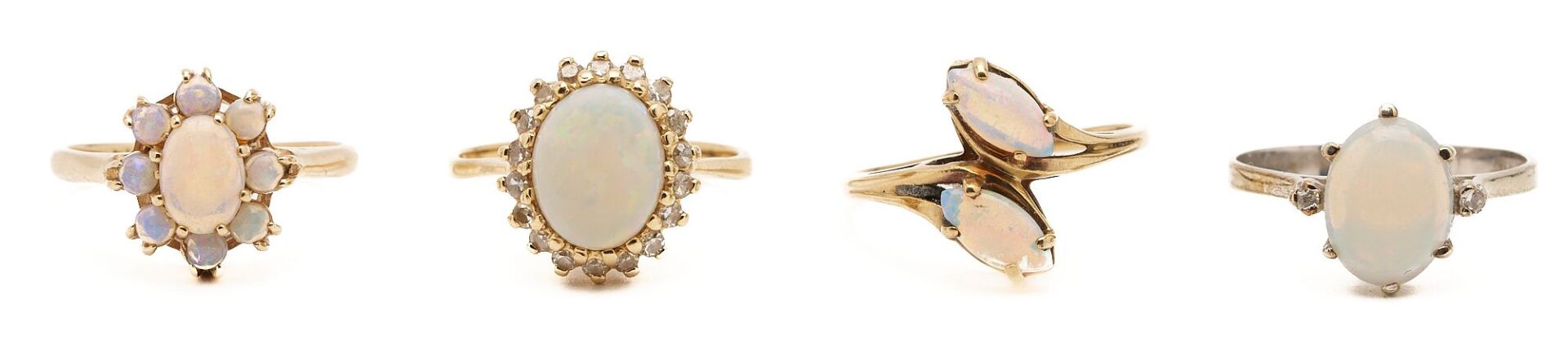 Lot 969: Four Gold & Opal Rings