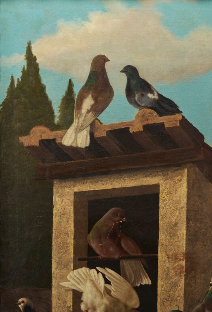 Lot 97: Michelangelo Meucci O/C Painting, The Rooftop Roost