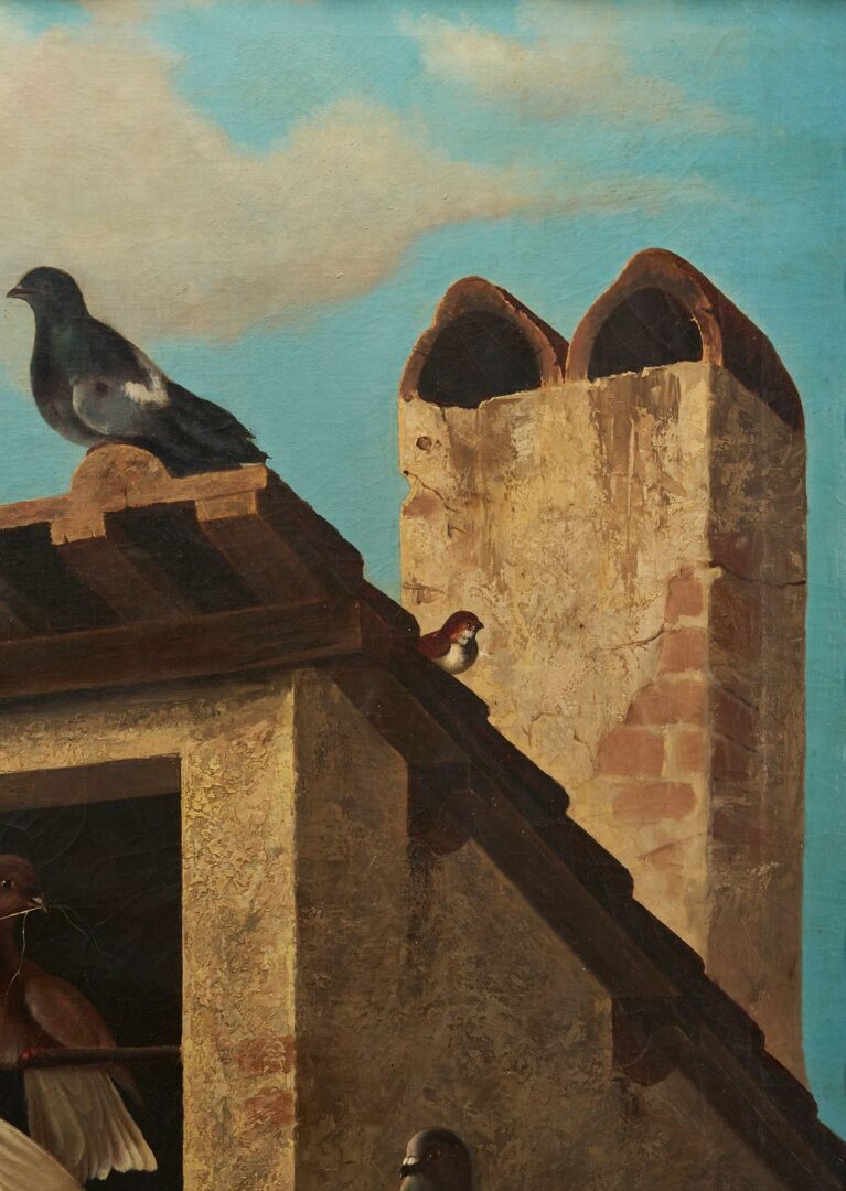 Lot 97: Michelangelo Meucci O/C Painting, The Rooftop Roost