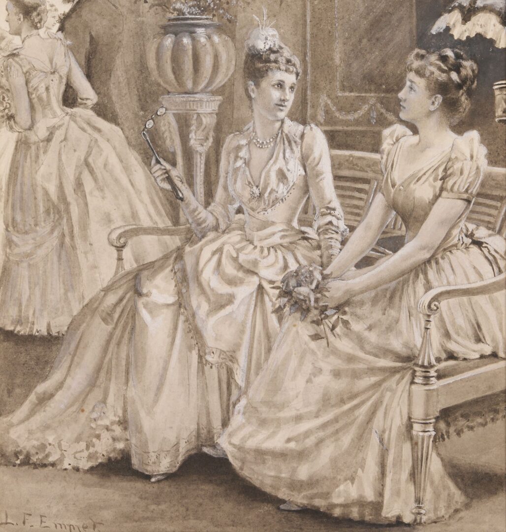 Lot 980: Lydia Field Emmet Watercolor of Debutantes