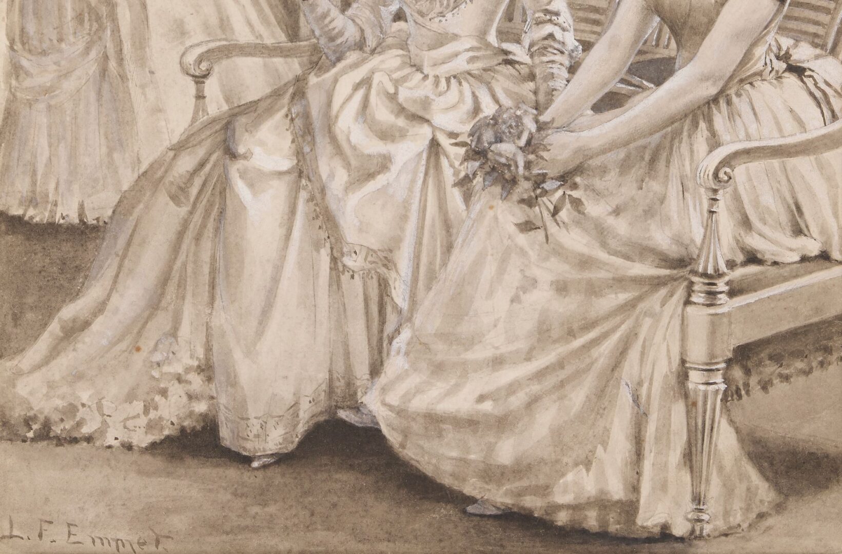 Lot 980: Lydia Field Emmet Watercolor of Debutantes