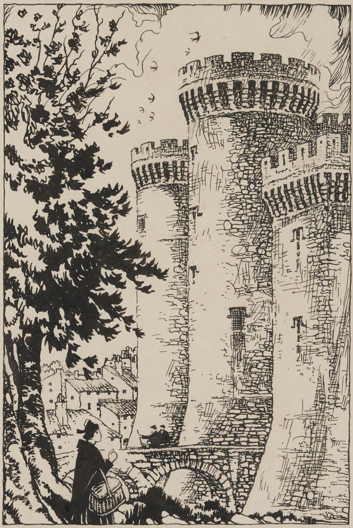 Lot 981: Thornton Oakley Original Pen Ink Illustration, Castle