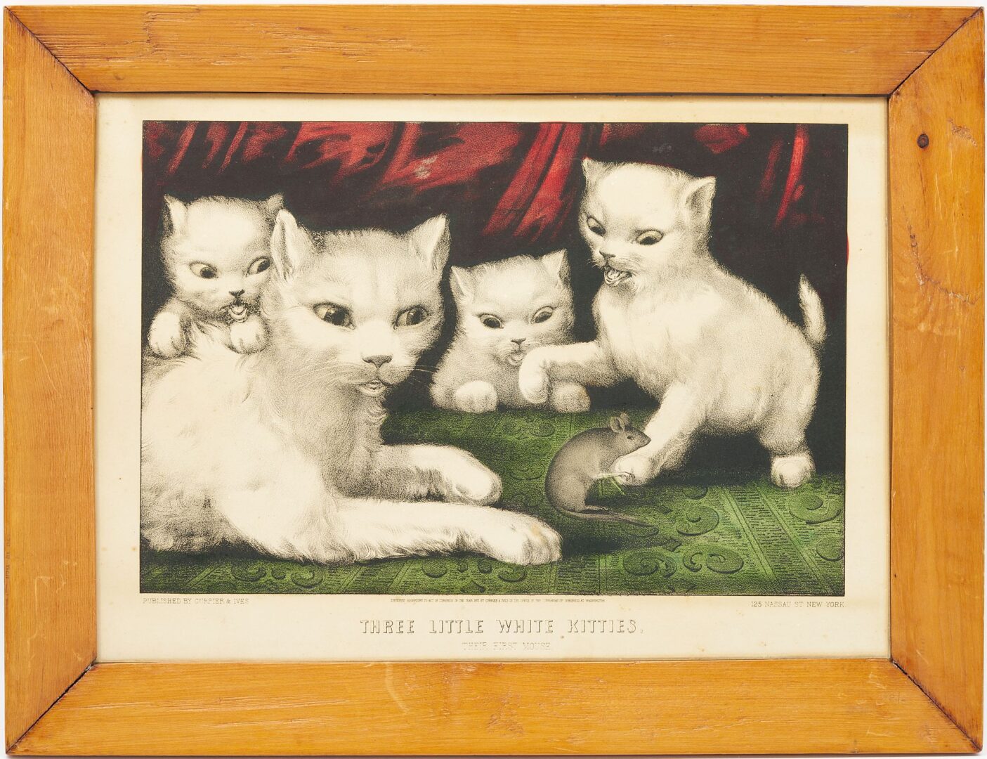 Lot 982: 5 Framed Currier & Ives Kitten Lithographs