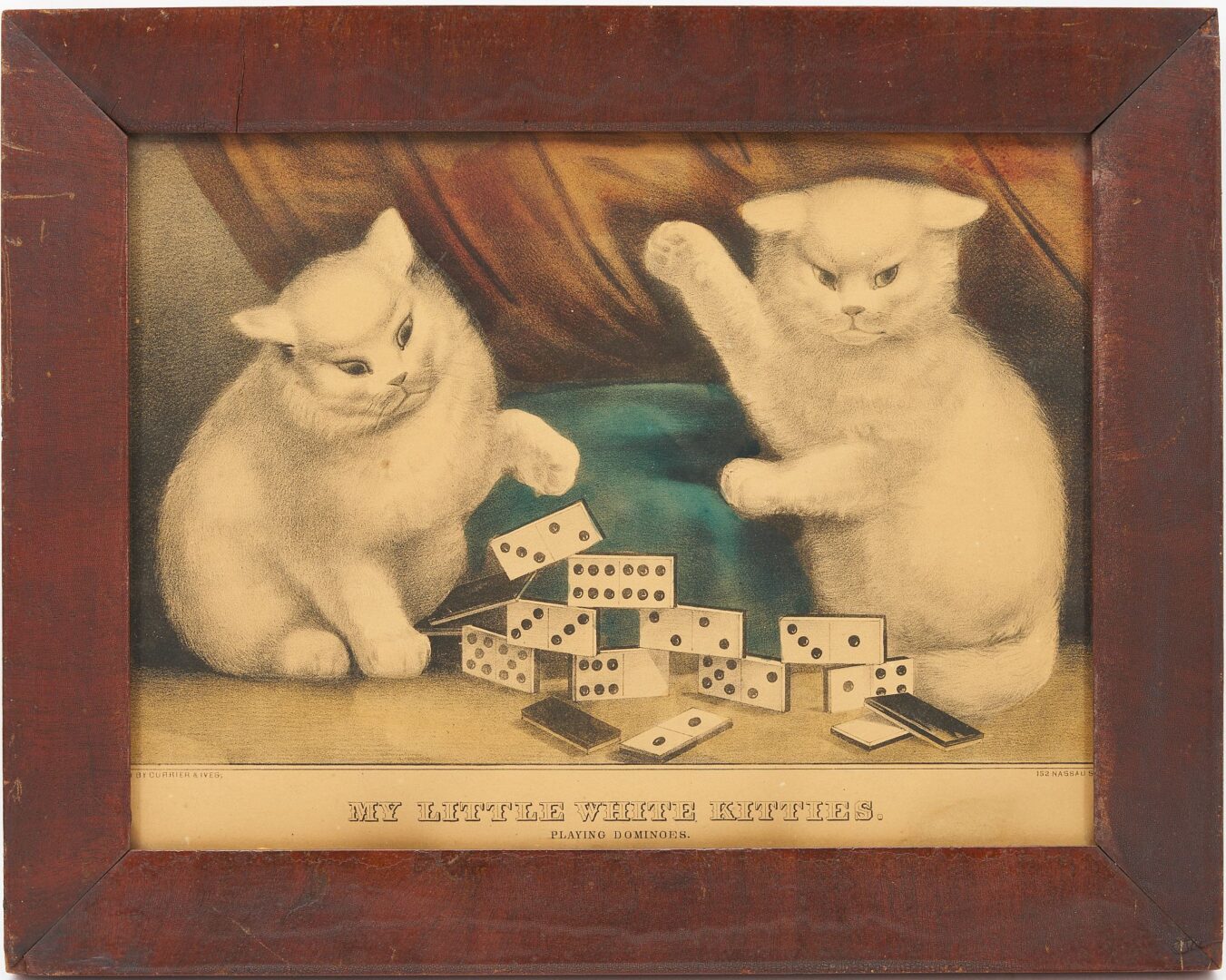 Lot 982: 5 Framed Currier & Ives Kitten Lithographs