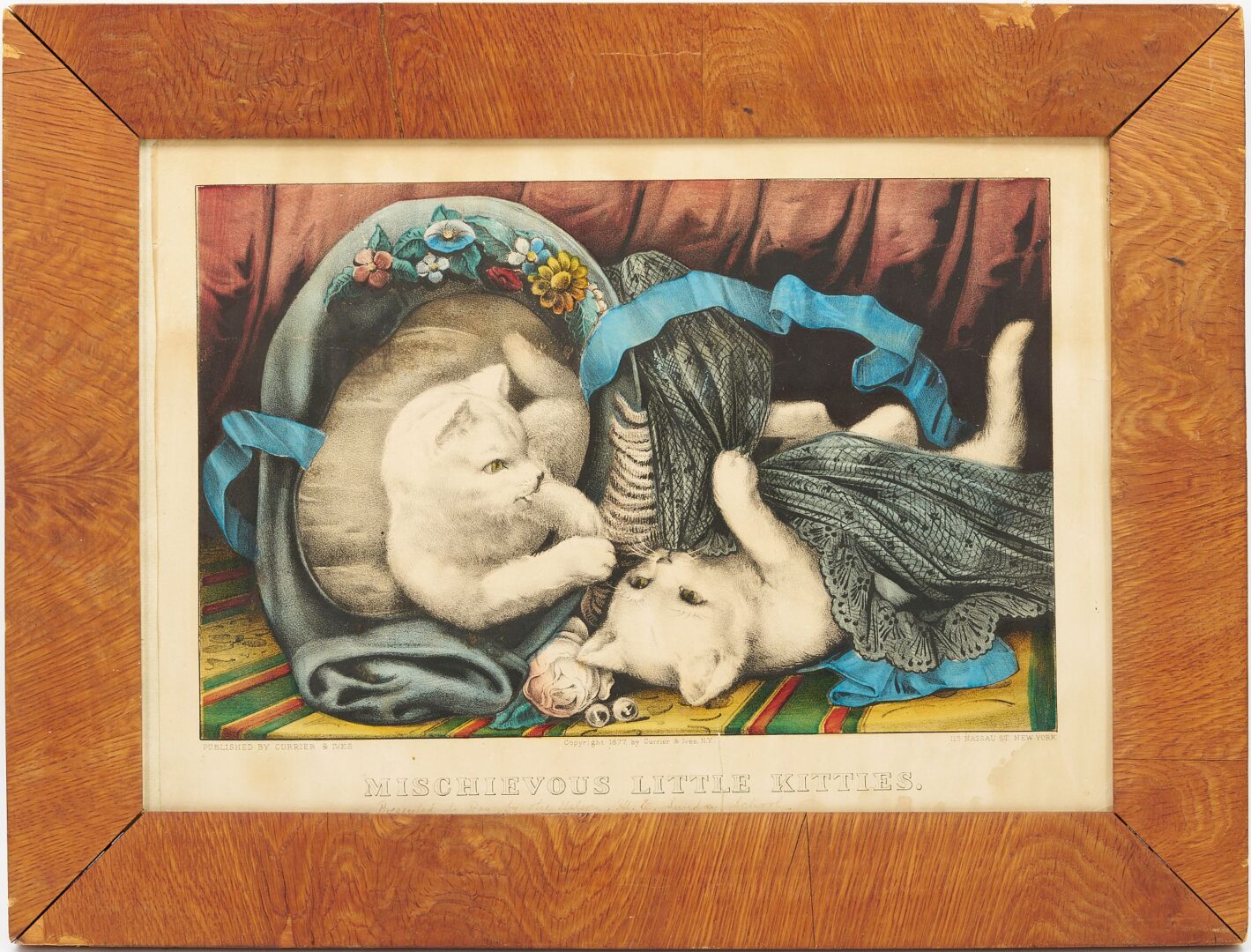 Lot 982: 5 Framed Currier & Ives Kitten Lithographs