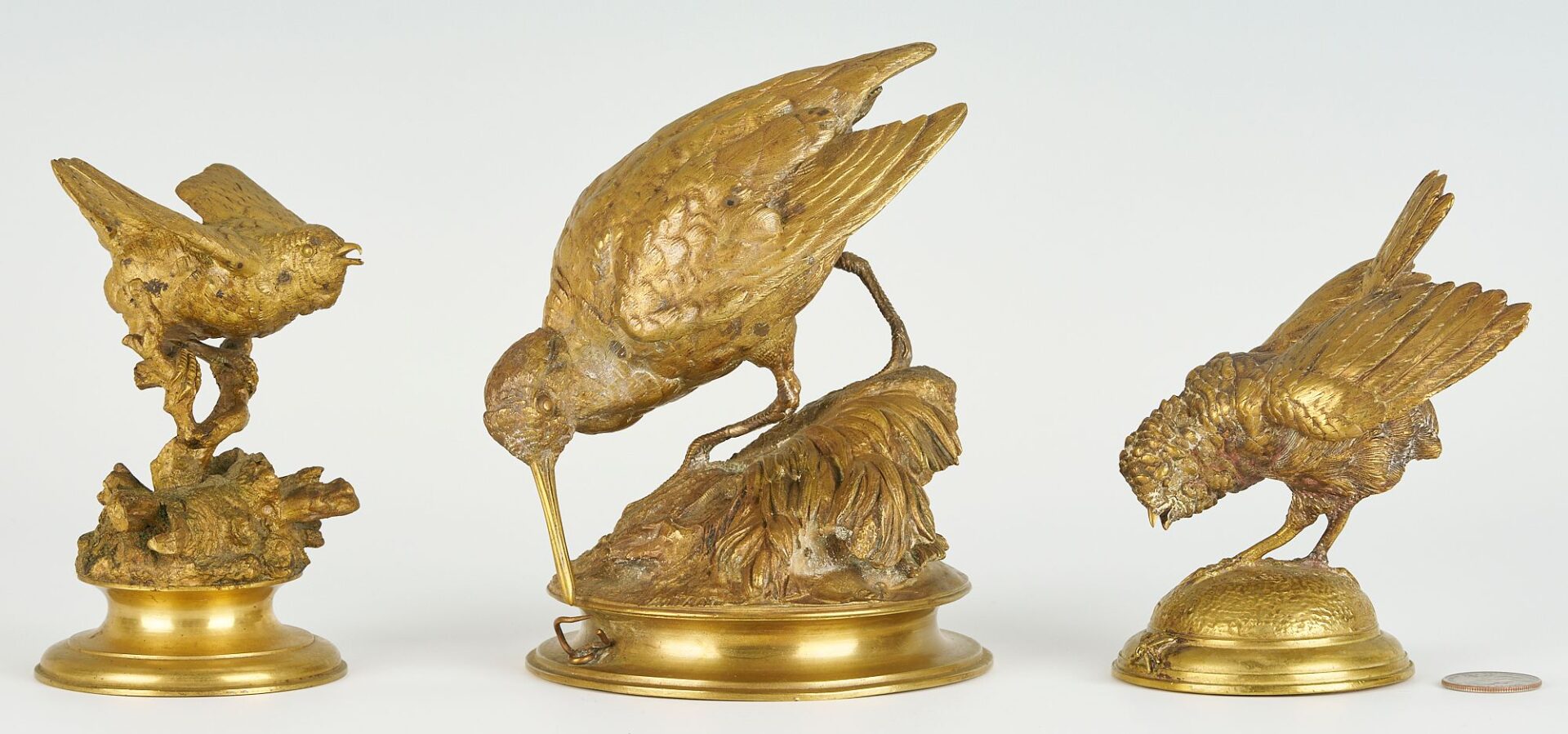 Lot 98: 3 Ferdinand Pautrot Bronze Bird Sculptures