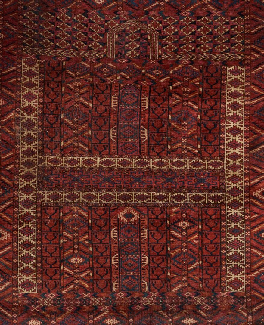 Lot 990: Antique Tekke Turkmen Ensi Rug, Goat Border, 4' 10"ÃÂ x 4'ÃÂ 1"