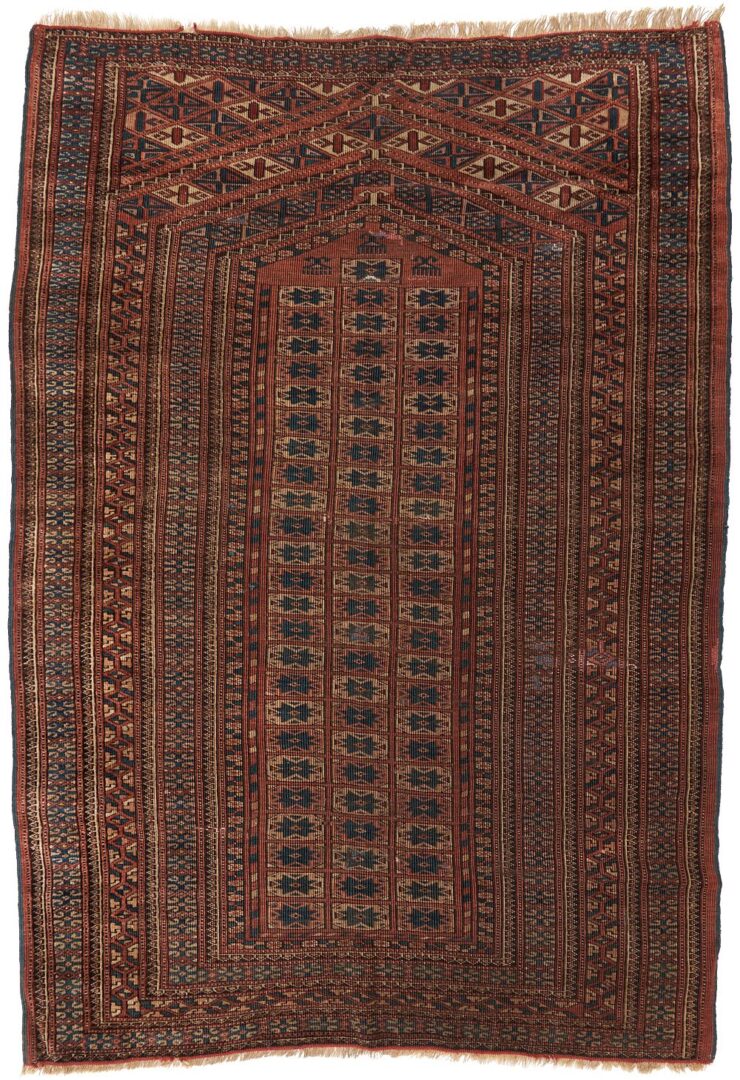 Lot 993: Antique Youmud or Yomut Turkmen Prayer Rug