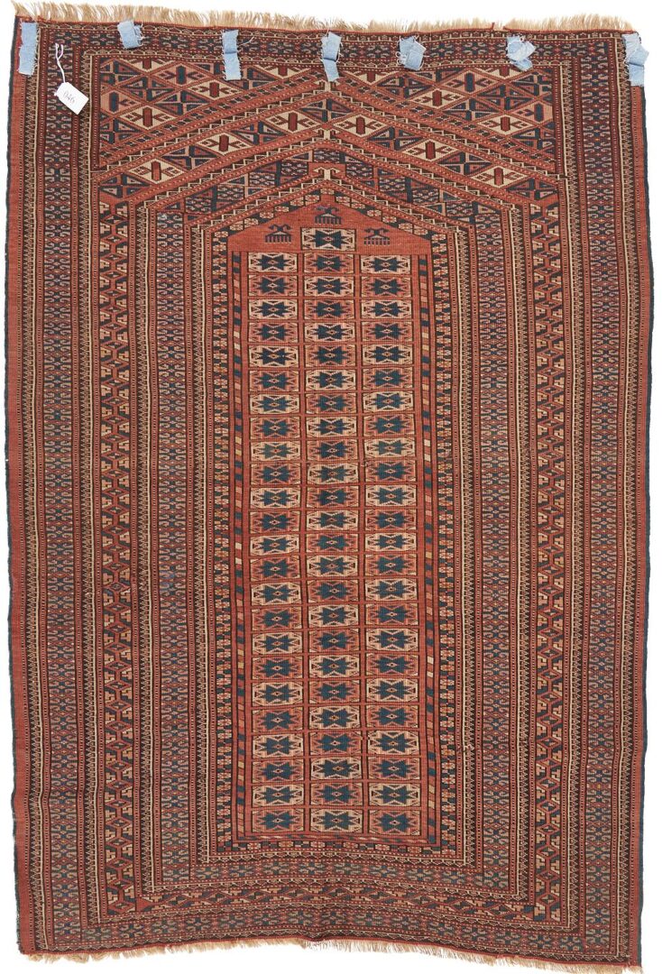 Lot 993: Antique Youmud or Yomut Turkmen Prayer Rug