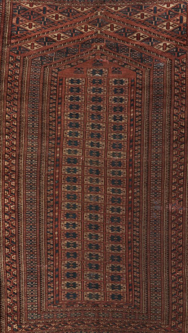 Lot 993: Antique Youmud or Yomut Turkmen Prayer Rug