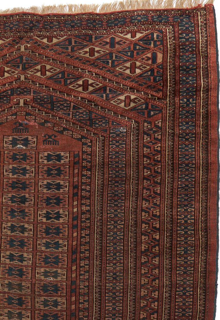 Lot 993: Antique Youmud or Yomut Turkmen Prayer Rug