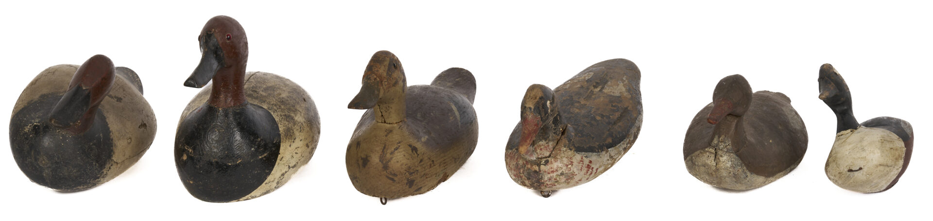 Lot 1002: 6 Carved & Painted Duck Decoys, incl. Norman Scott Miniature