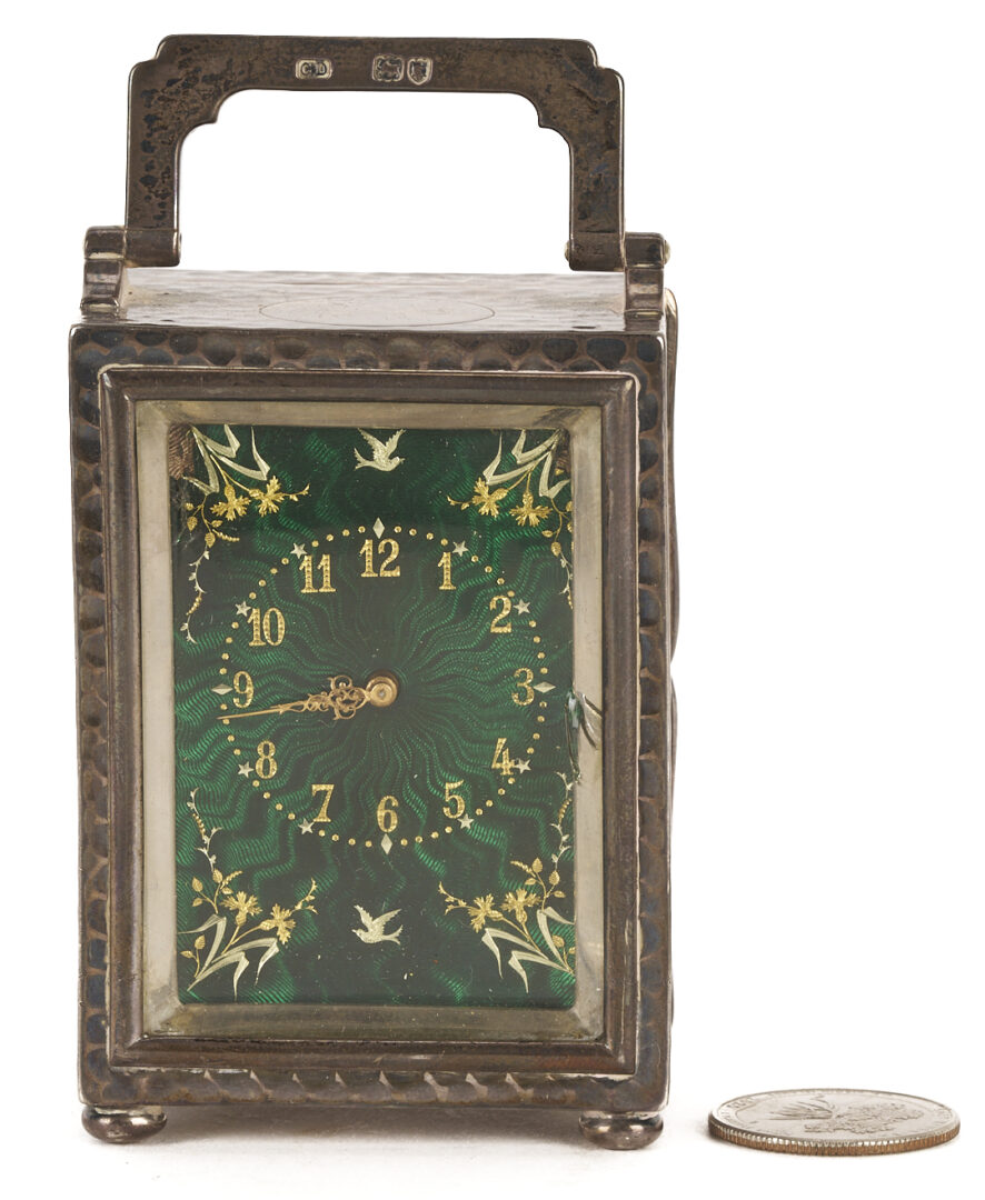 Lot 100: Sterling and Enamel Carriage Clock