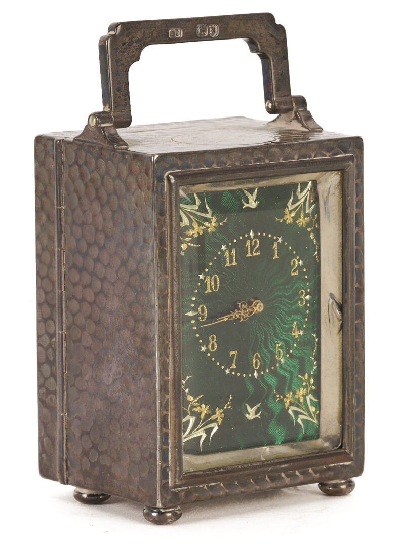 Lot 100: Sterling and Enamel Carriage Clock