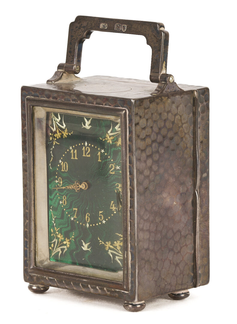 Lot 100: Sterling and Enamel Carriage Clock