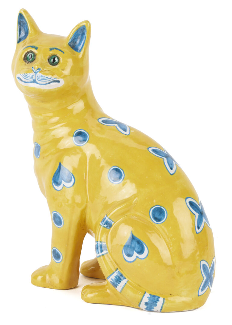 Lot 1016: Emile Galle Style Glazed Faience Cat