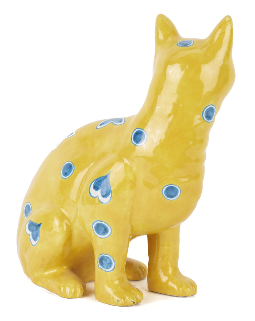 Lot 1016: Emile Galle Style Glazed Faience Cat