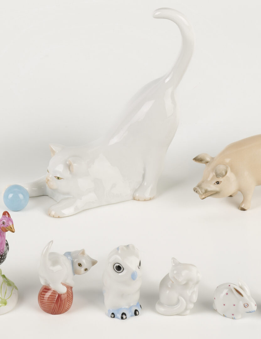 Lot 1017: Grouping of 17 Herend Porcelain Figurines incl. Cats, Bunnies & Turkey