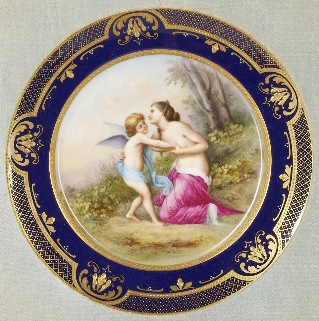 Lot 1021: Framed Continental Handpainted Plate, Classical Scene