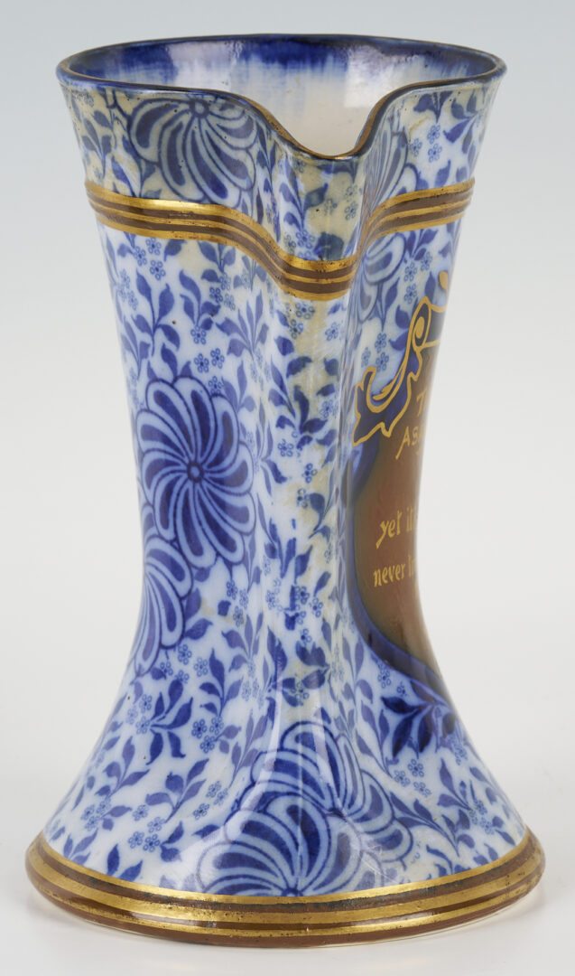 Lot 1023: Royal Doulton Blue "Trouble" Pitcher plus English Stoneware Monkey Humidor