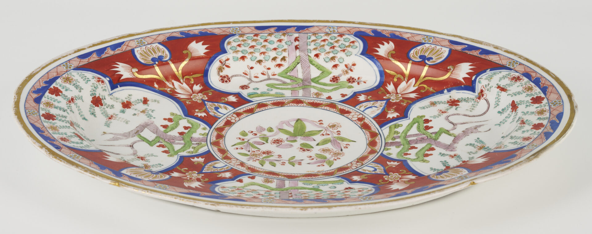 Lot 1024: Assorted Porcelain; English Imari Platter, Pair English Plates; Jasperware Urn