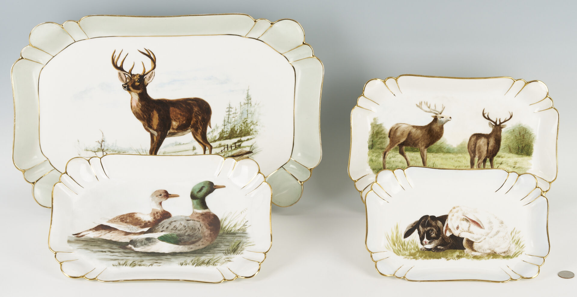 Lot 1027: 4 Haviland Porcelain Platters, Hand Painted w Animals